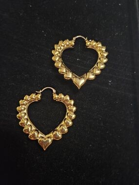 Gold Heart Hoop Earrings - Women Jewelry
